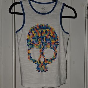 Wonder Nation White Tank Top with Colorful Skull Design